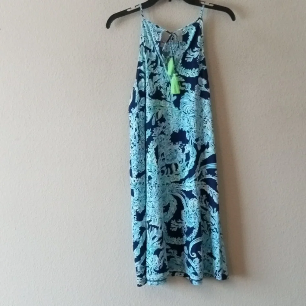 Lilly Pulitzer Navy and Aqua Paisley Halter Mini Dress